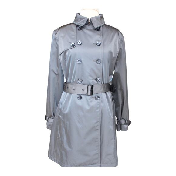 Vintage Double Breasted Mid Length Trench Coat Jacket with Belt - Size XL - Picture 14 of 16